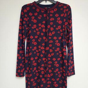 Supermom Women's Dark Blue/Red Poppy Long Sleeved Midi Maternity Dress